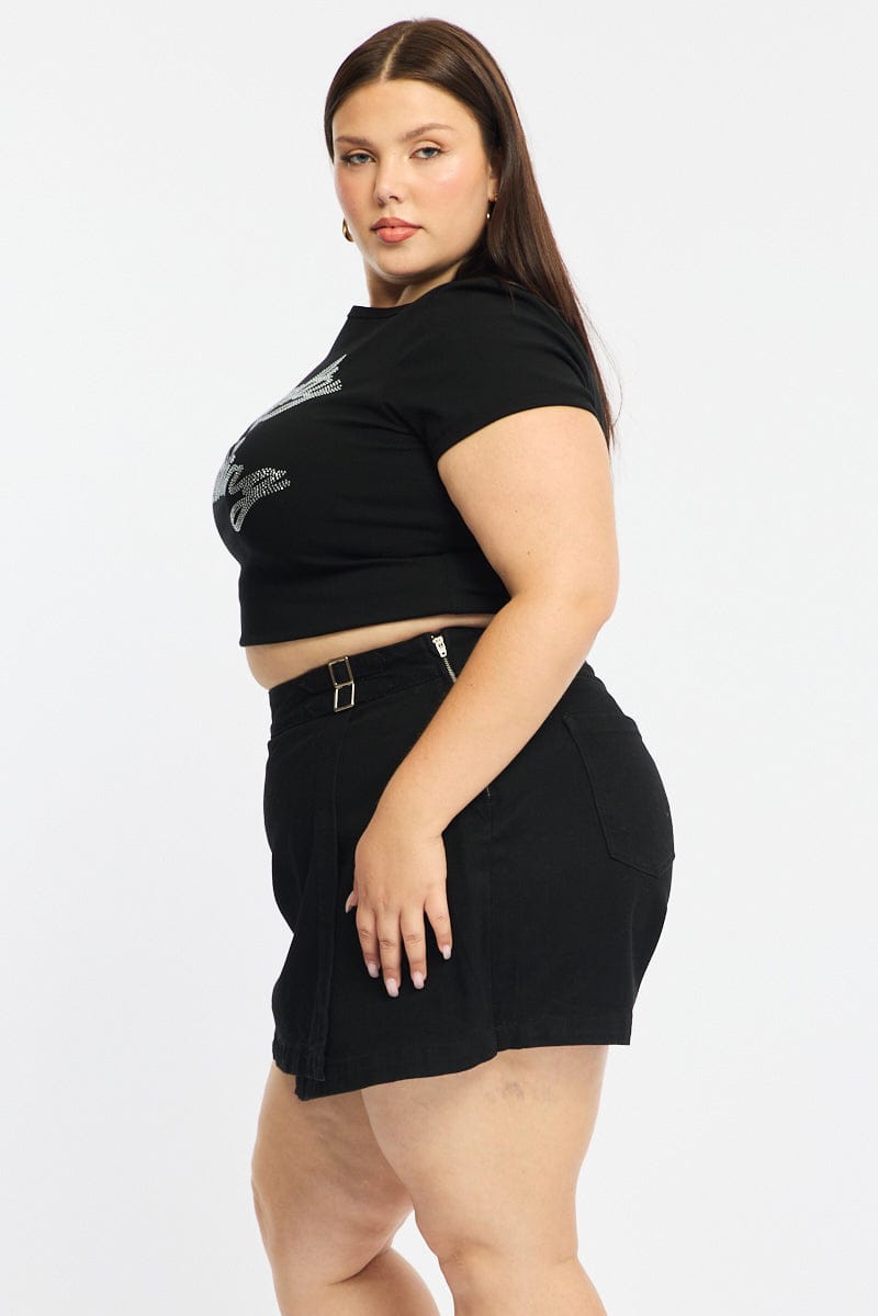 Black Denim Skorts for YouandAll Fashion
