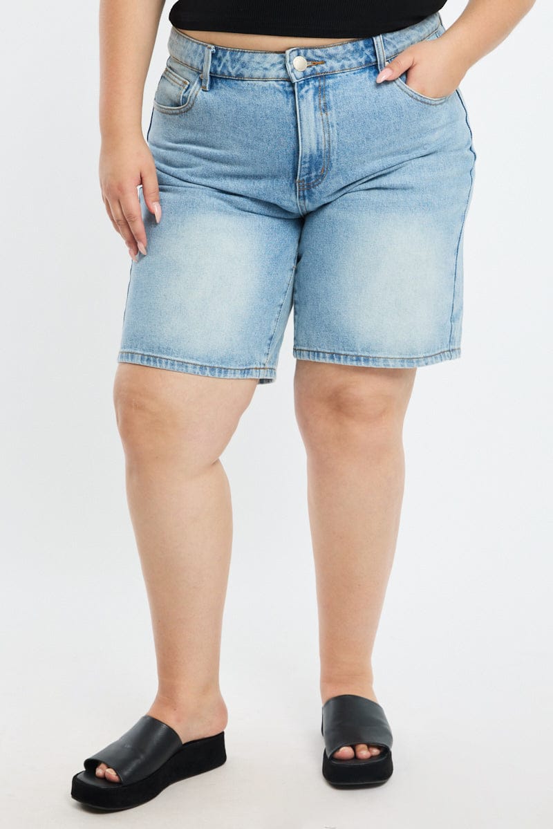 Denim Bermuda Shorts Mid Rise for YouandAll Fashion