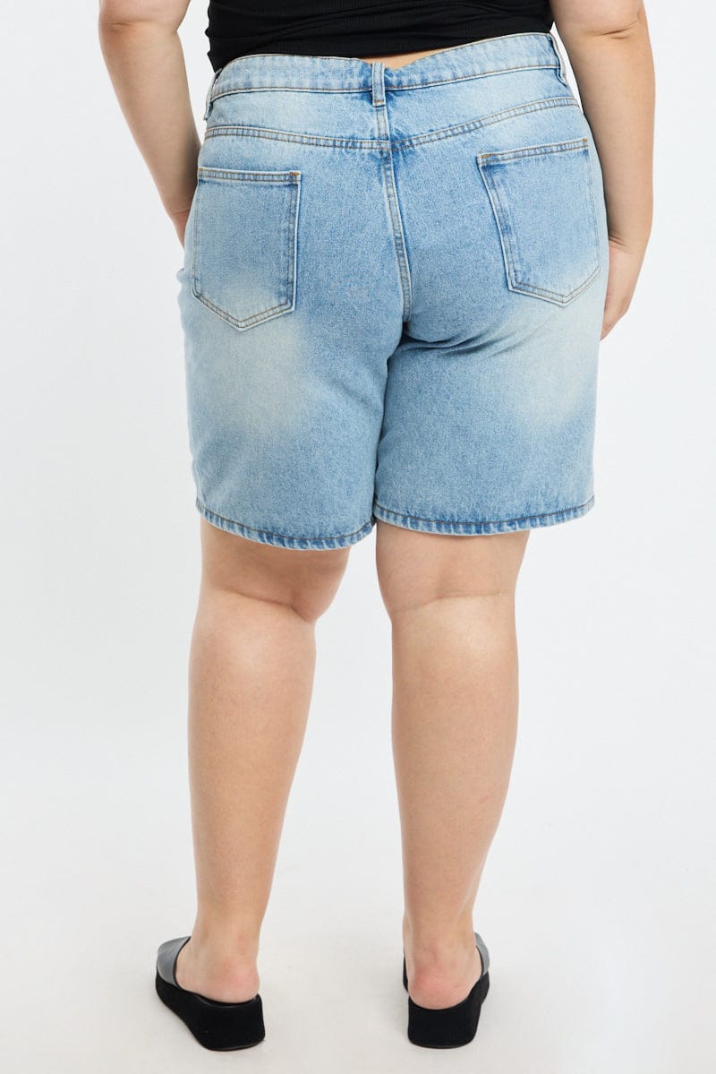 Denim Bermuda Shorts Mid Rise for YouandAll Fashion
