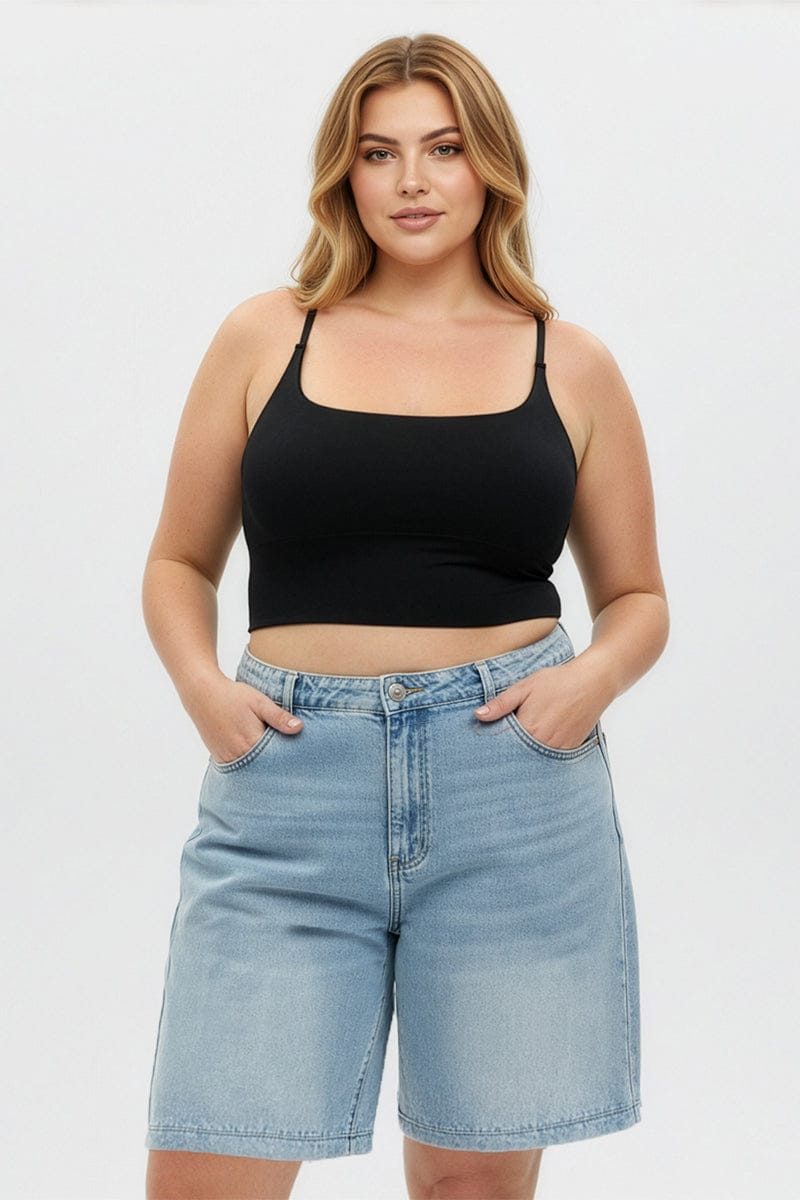 Denim Bermuda Shorts Mid Rise for YouandAll Fashion