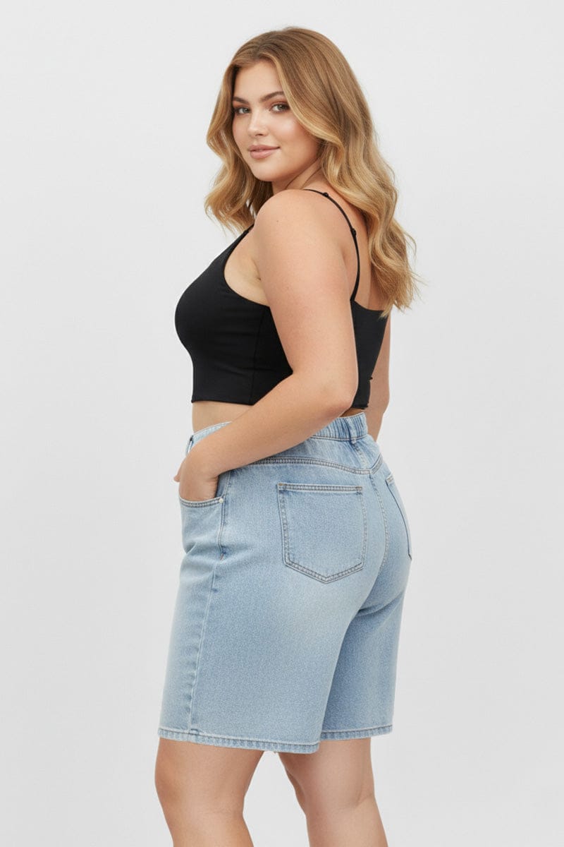 Denim Bermuda Shorts Mid Rise for YouandAll Fashion