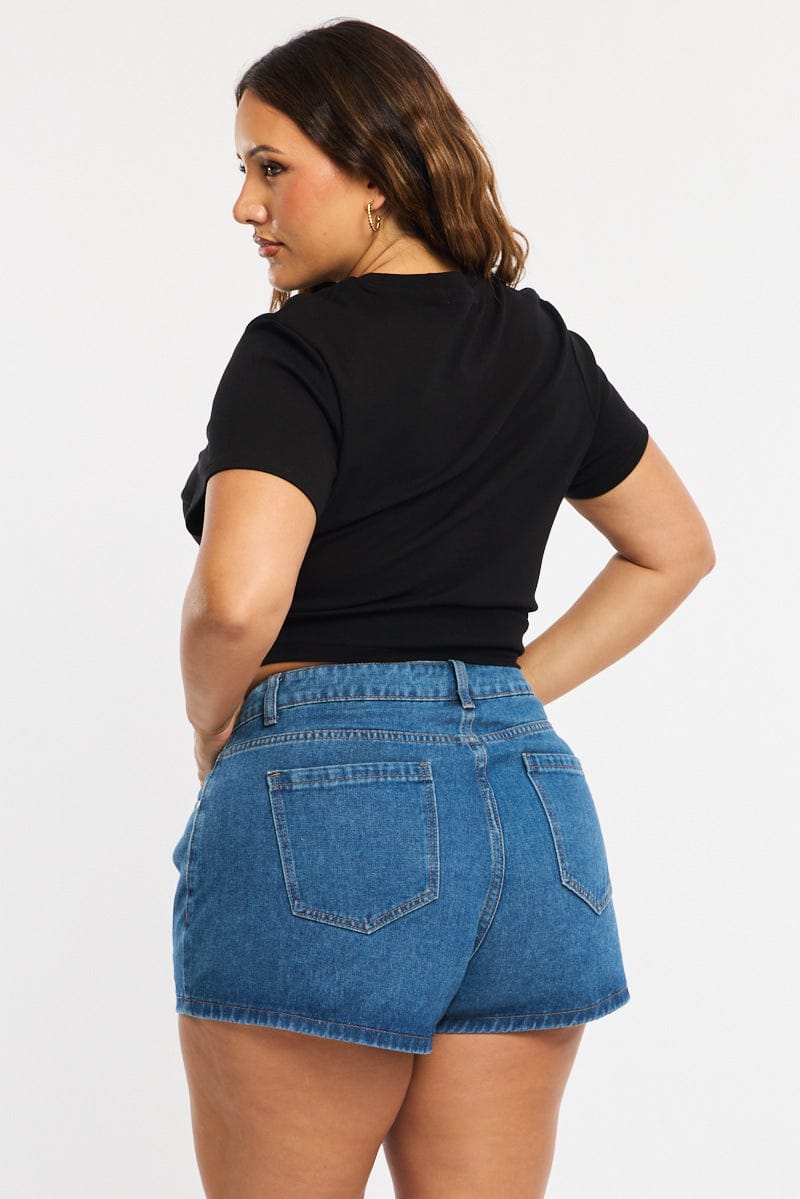 Denim Relaxed Shorts Low Rise for YouandAll Fashion