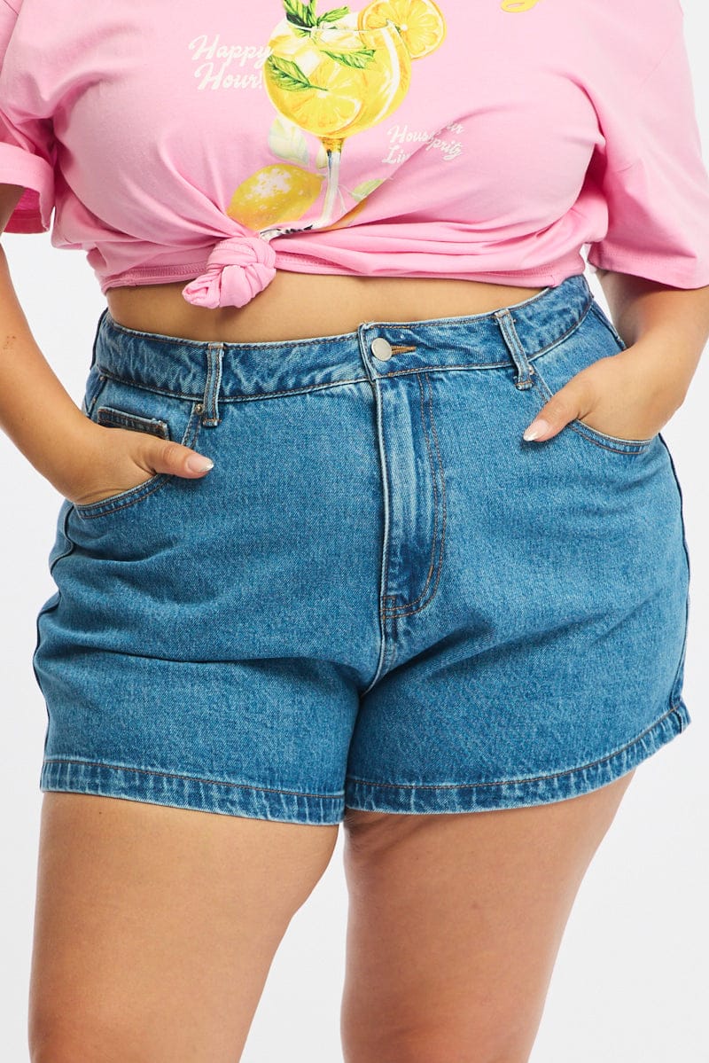 Denim Relaxed Shorts Mid Rise for YouandAll Fashion