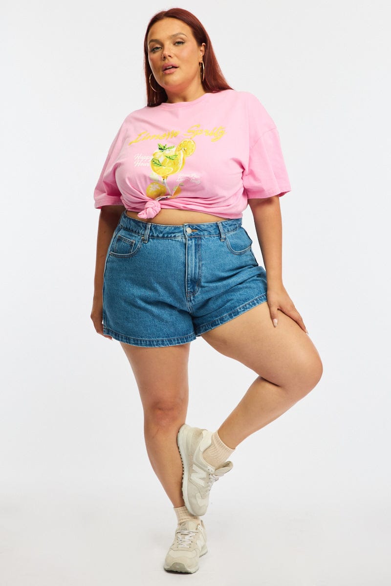 Denim Relaxed Shorts Mid Rise for YouandAll Fashion
