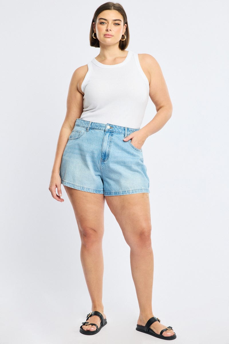 Denim Relaxed Shorts Mid Rise for YouandAll Fashion