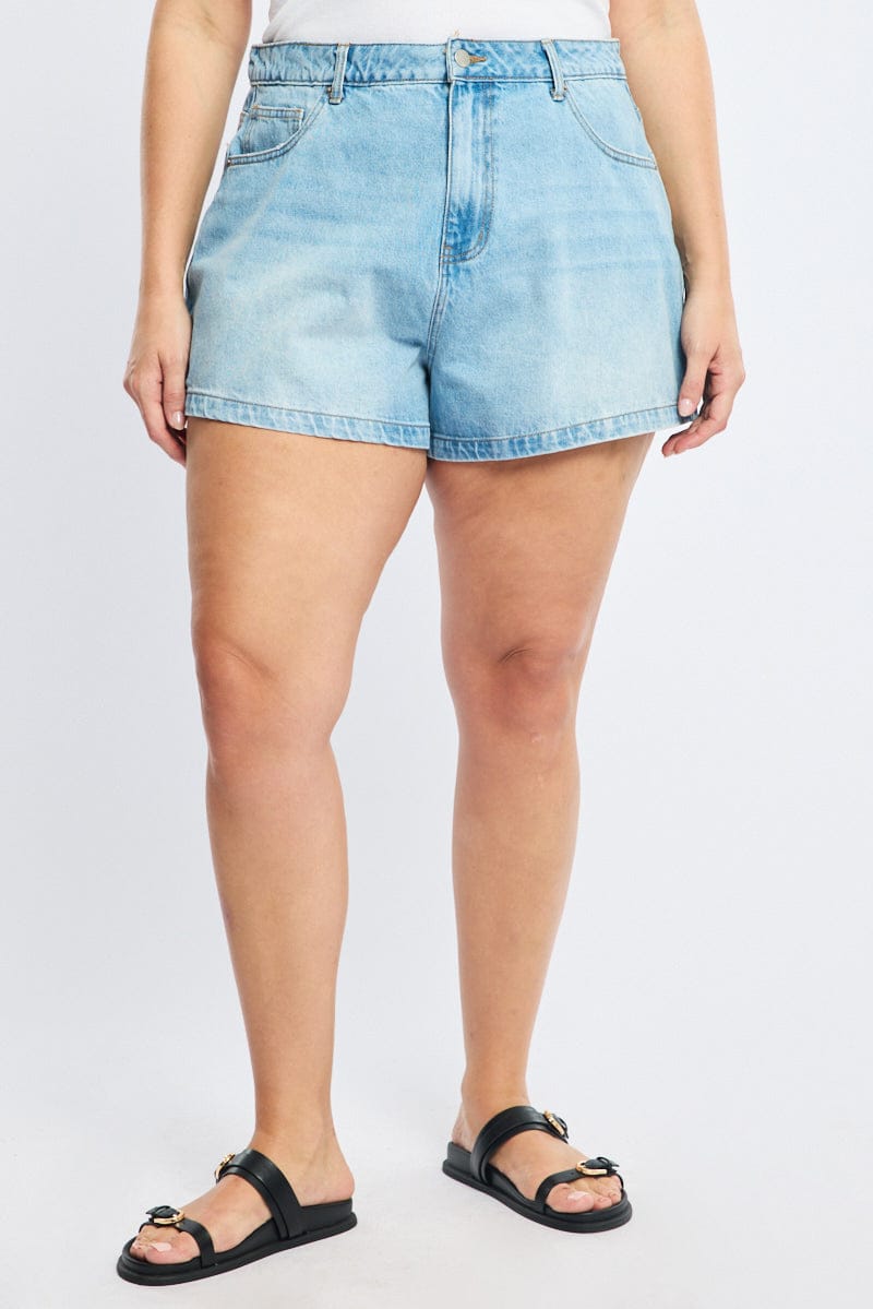 Denim Relaxed Shorts Mid Rise for YouandAll Fashion