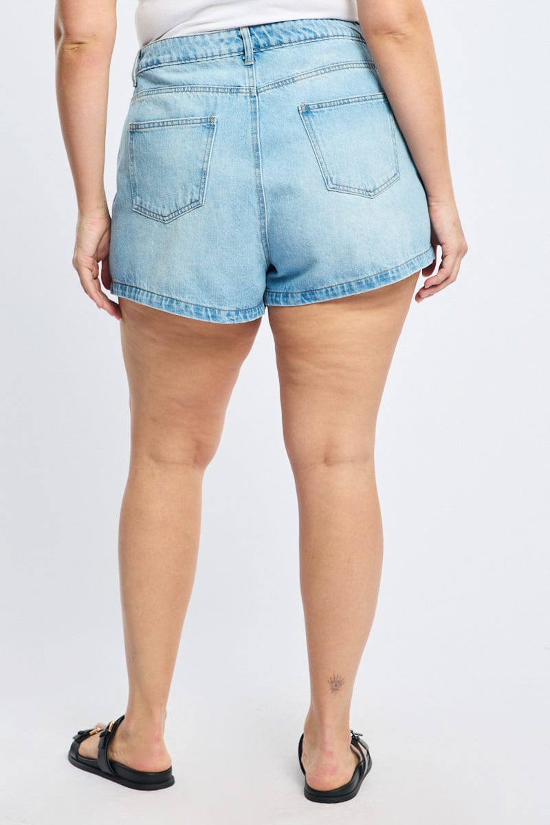Denim Relaxed Shorts Mid Rise for YouandAll Fashion