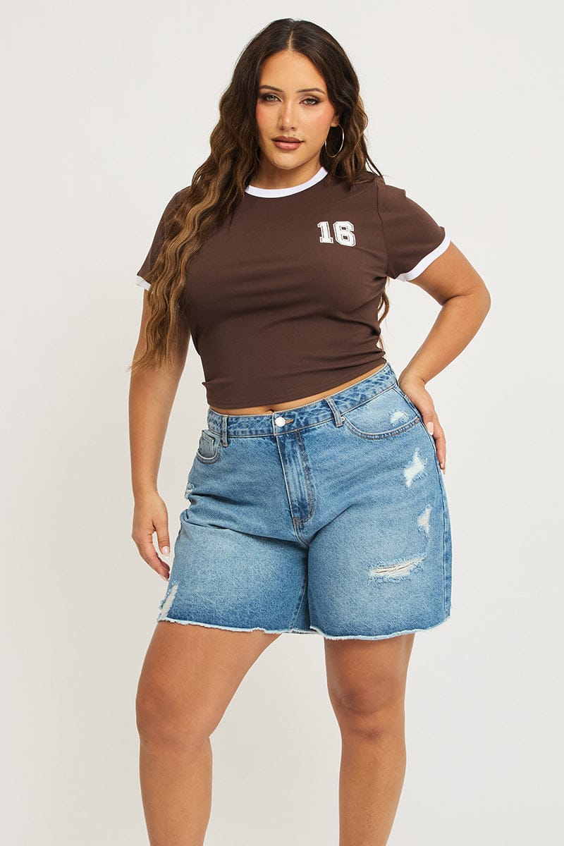 Denim Relaxed Shorts Mid Rise for YouandAll Fashion