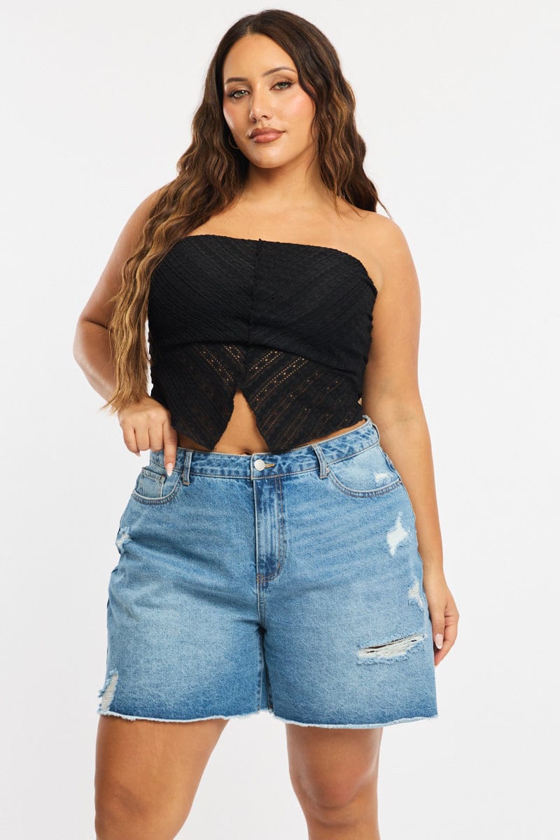 Denim Relaxed Shorts Mid Rise for YouandAll Fashion