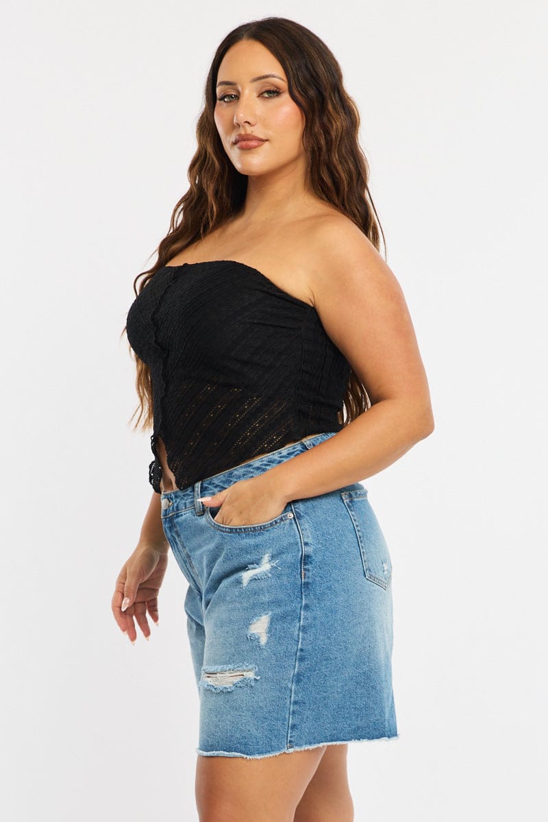 Denim Relaxed Shorts Mid Rise for YouandAll Fashion