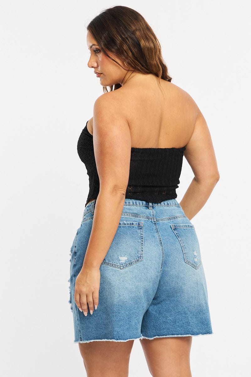Denim Relaxed Shorts Mid Rise for YouandAll Fashion