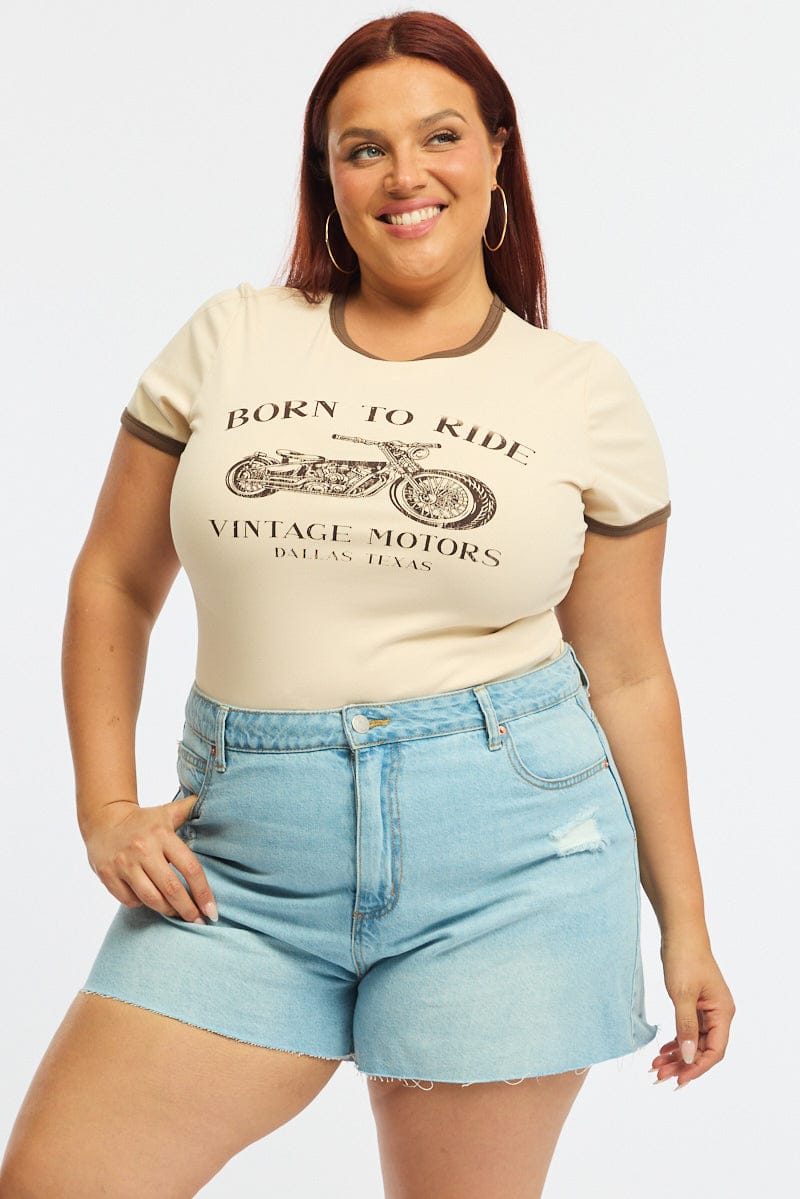 Denim Relaxed Shorts Mid Rise for YouandAll Fashion