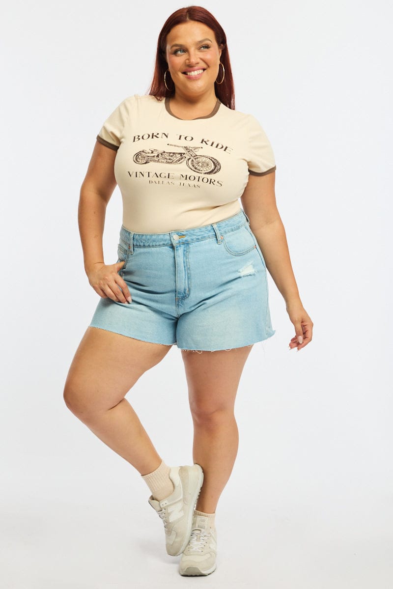 Denim Relaxed Shorts Mid Rise for YouandAll Fashion