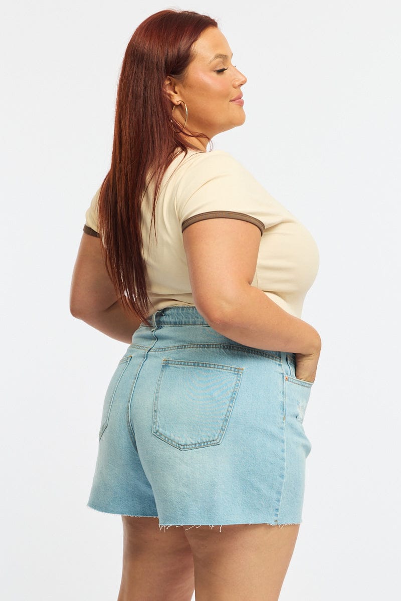 Denim Relaxed Shorts Mid Rise for YouandAll Fashion