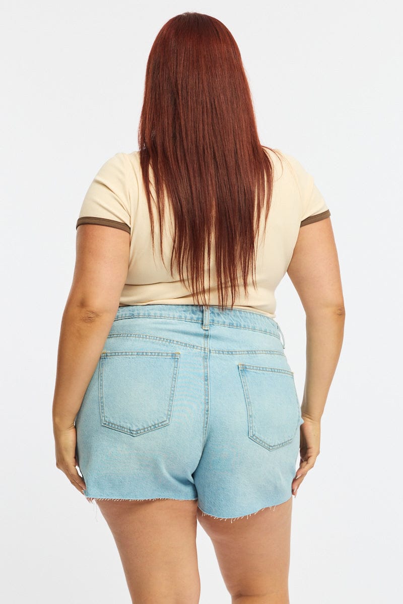 Denim Relaxed Shorts Mid Rise for YouandAll Fashion