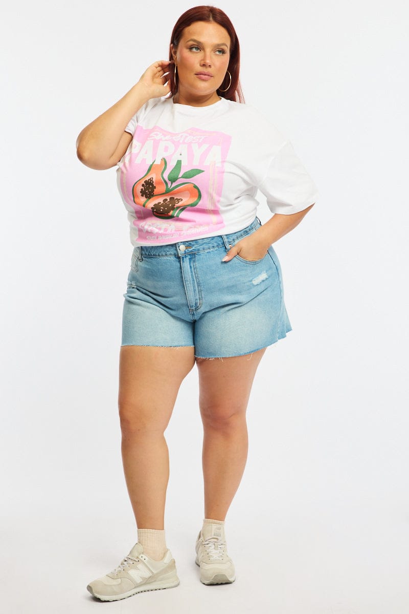 Denim Relaxed Shorts Mid Rise for YouandAll Fashion