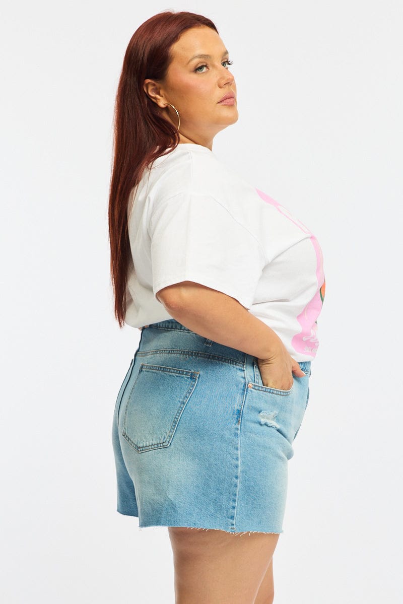 Denim Relaxed Shorts Mid Rise for YouandAll Fashion