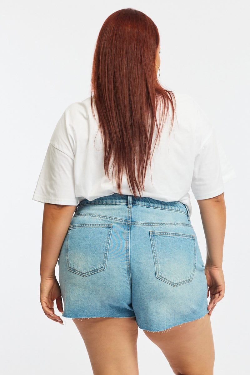 Denim Relaxed Shorts Mid Rise for YouandAll Fashion