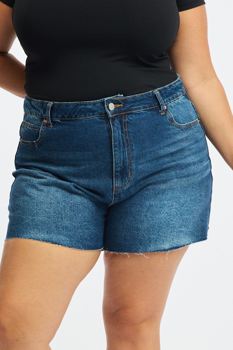 Denim Relaxed Shorts Mid Rise for YouandAll Fashion