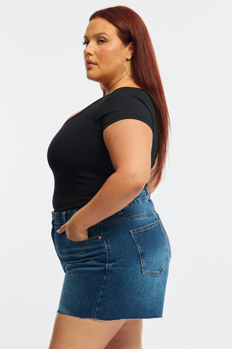 Denim Relaxed Shorts Mid Rise for YouandAll Fashion