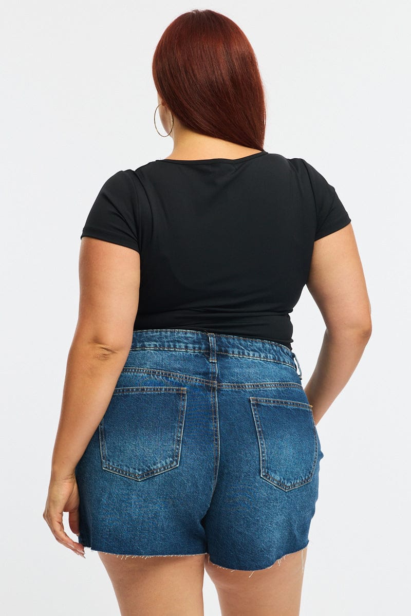 Denim Relaxed Shorts Mid Rise for YouandAll Fashion