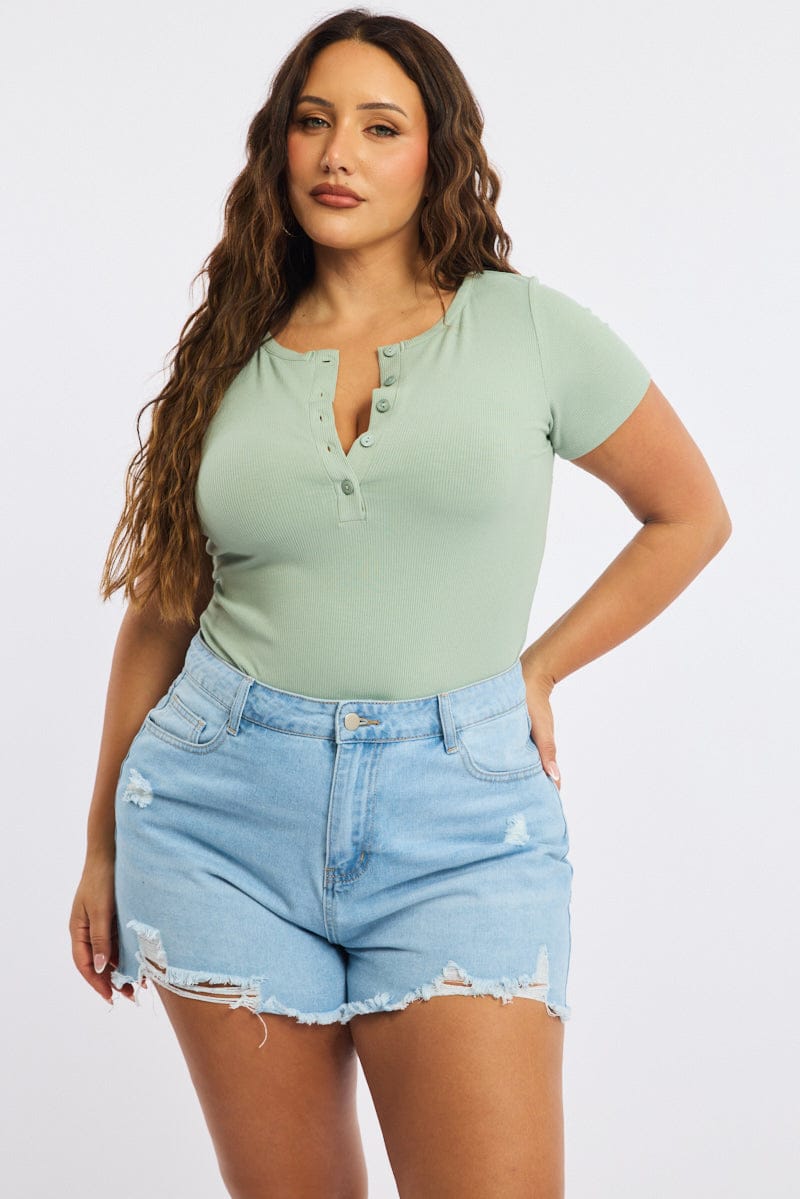 Denim Relaxed Shorts Mid Ris for YouandAll Fashion