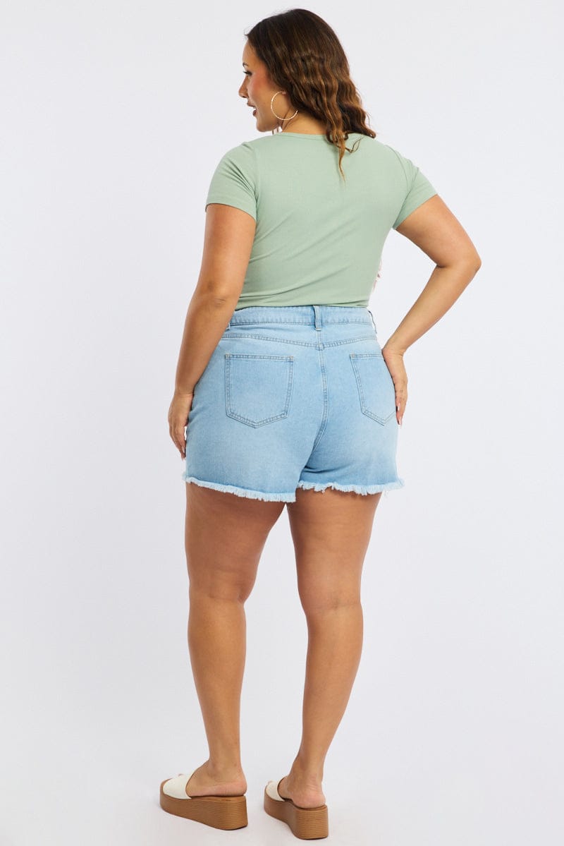 Denim Relaxed Shorts Mid Ris for YouandAll Fashion