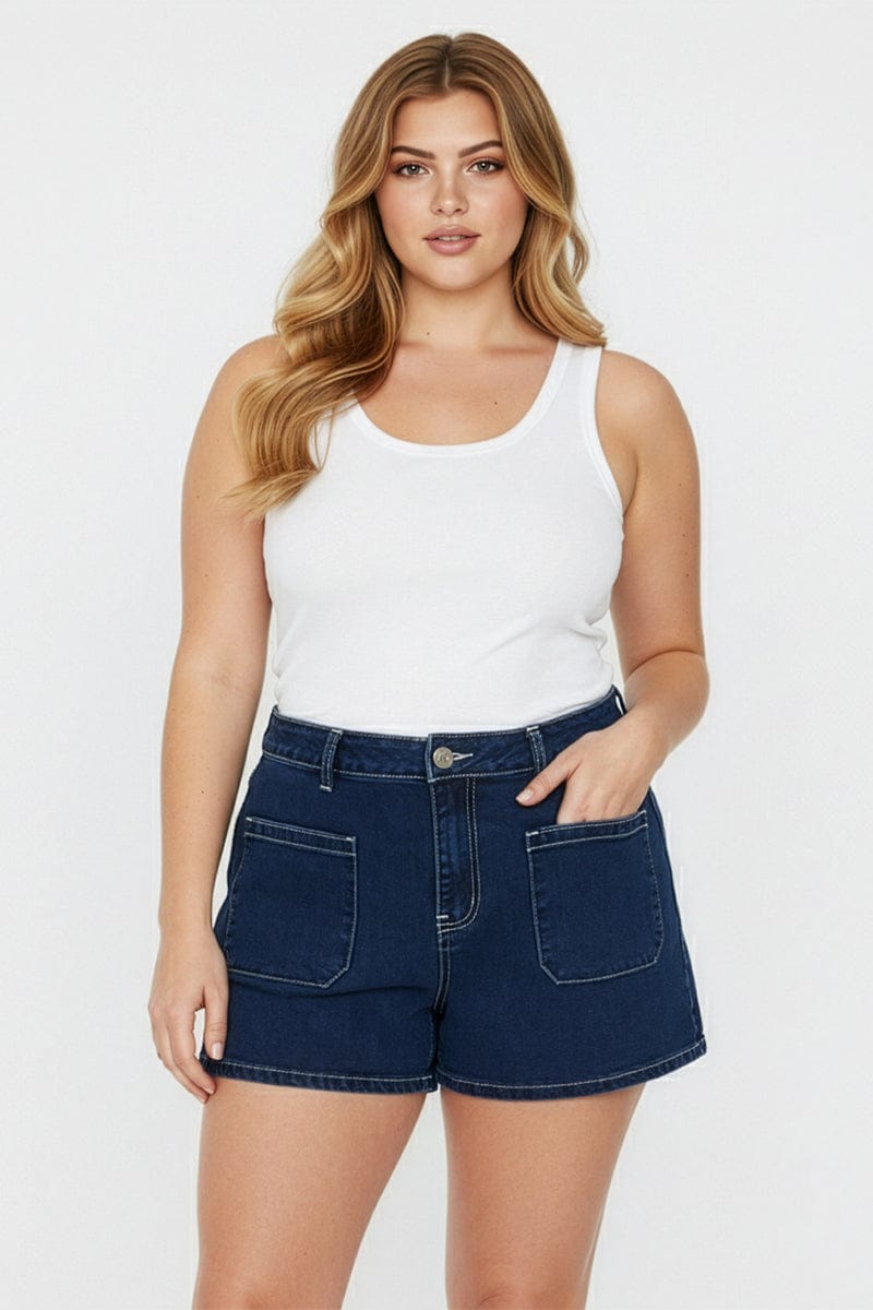 Denim Mini Shorts Mid Rise Outpocket for YouandAll Fashion