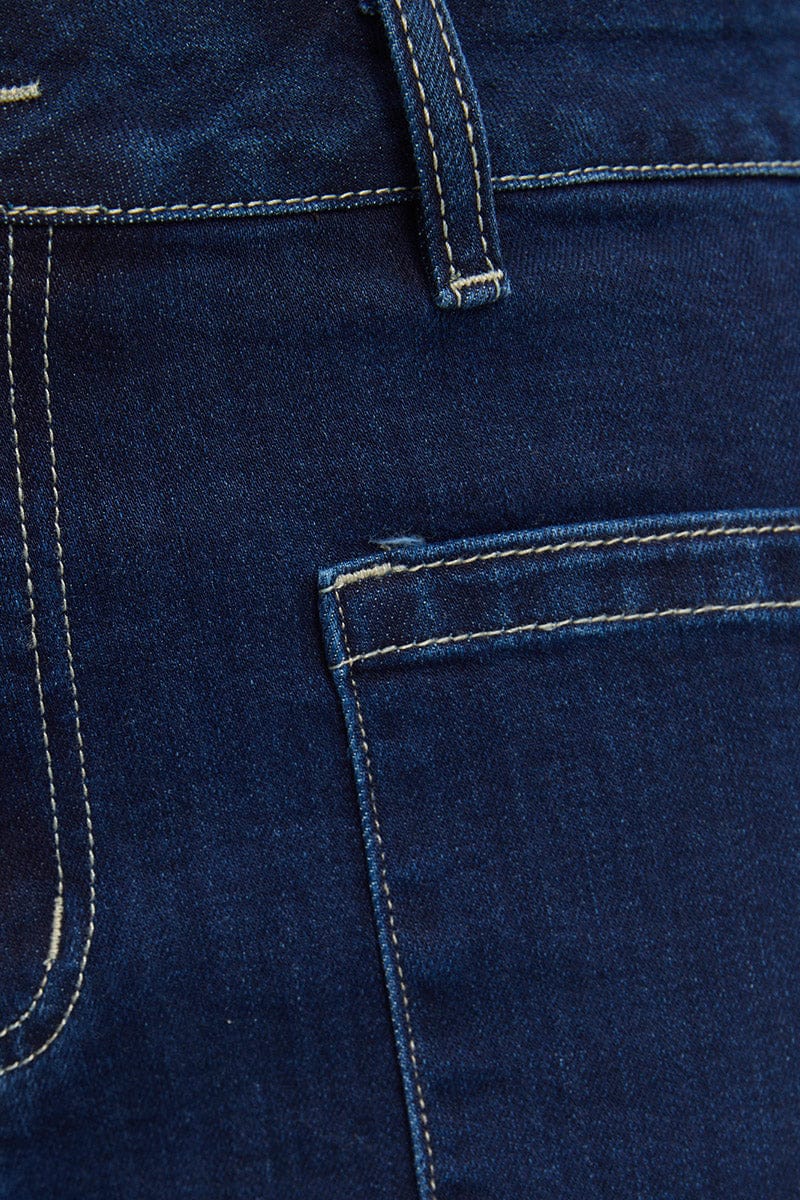 Denim Mini Shorts Mid Rise Outpocket for YouandAll Fashion