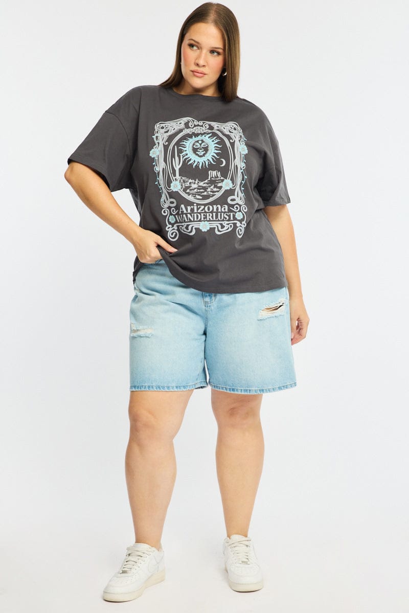 Denim Jorts Mid Rise Distressed for YouandAll Fashion