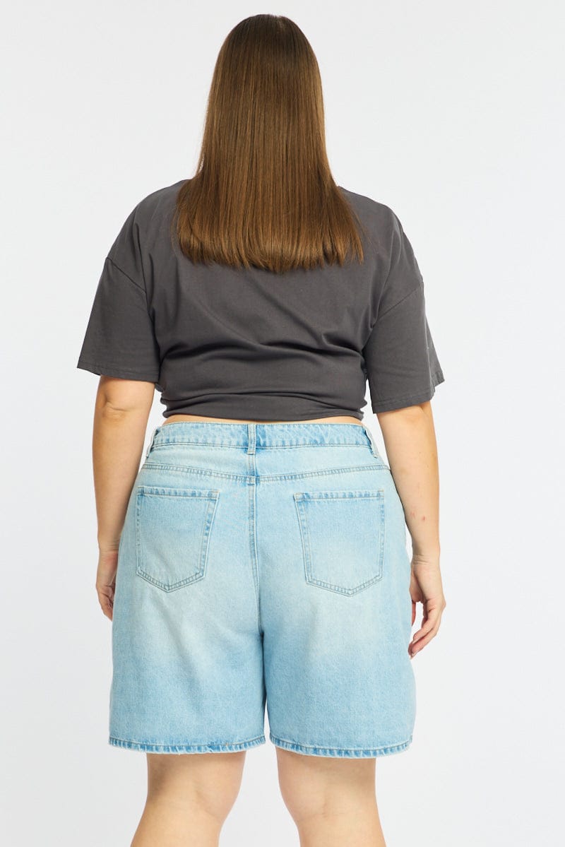 Denim Jorts Mid Rise Distressed for YouandAll Fashion