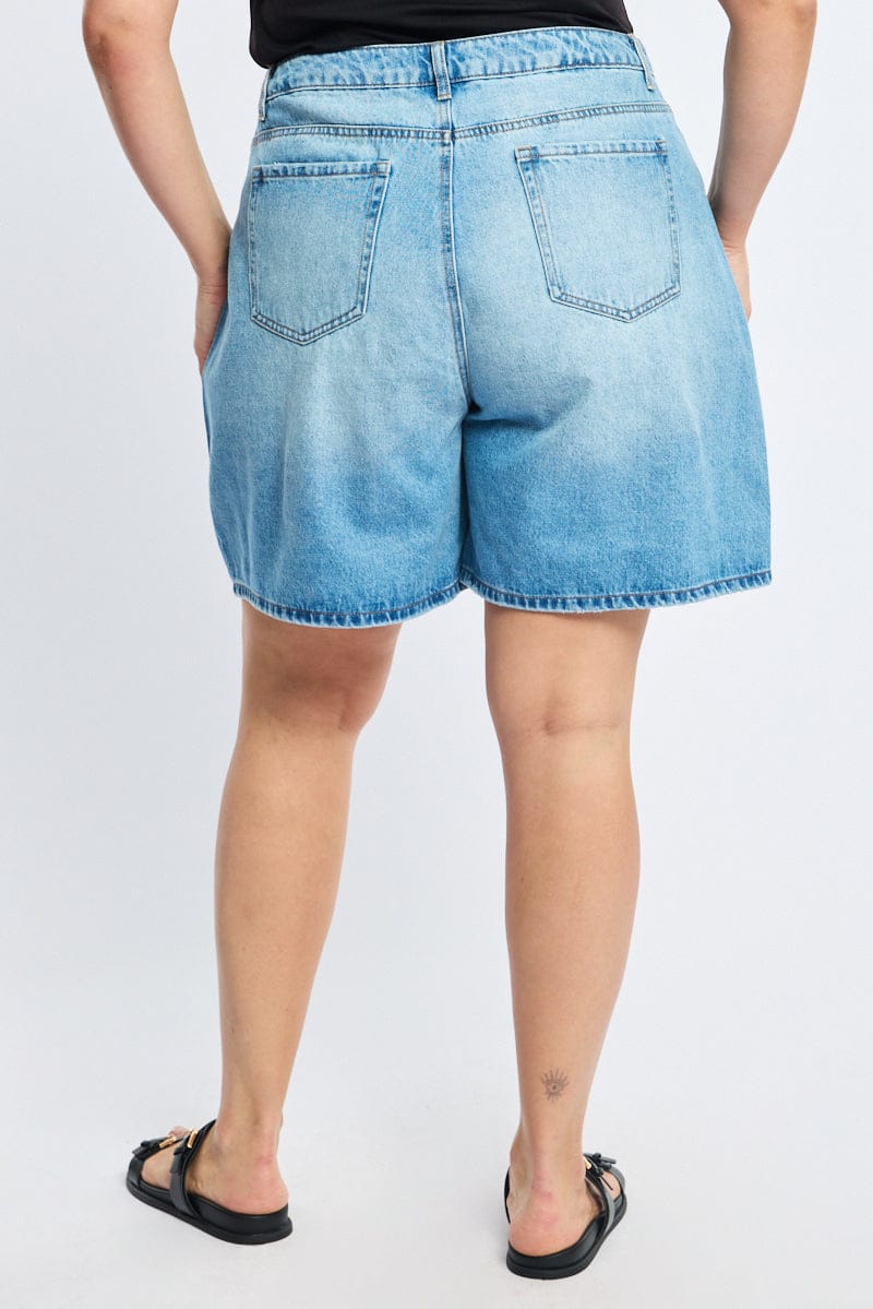 Denim Jorts Mid Rise Distressed for YouandAll Fashion
