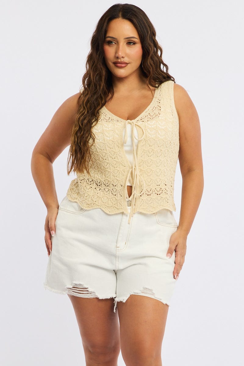 White Relaxed Shorts Mid Rise Back Elastic Waist for YouandAll Fashion