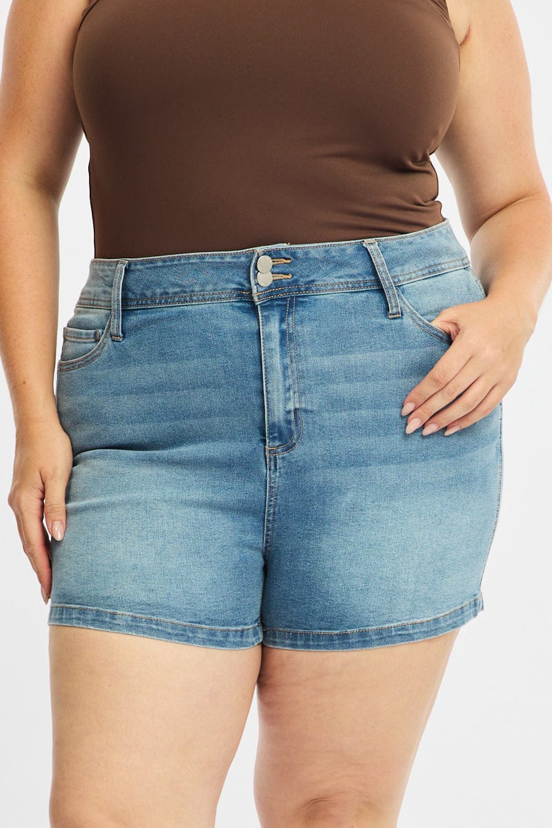 Denim Skinny Shorts Mid Rise for YouandAll Fashion