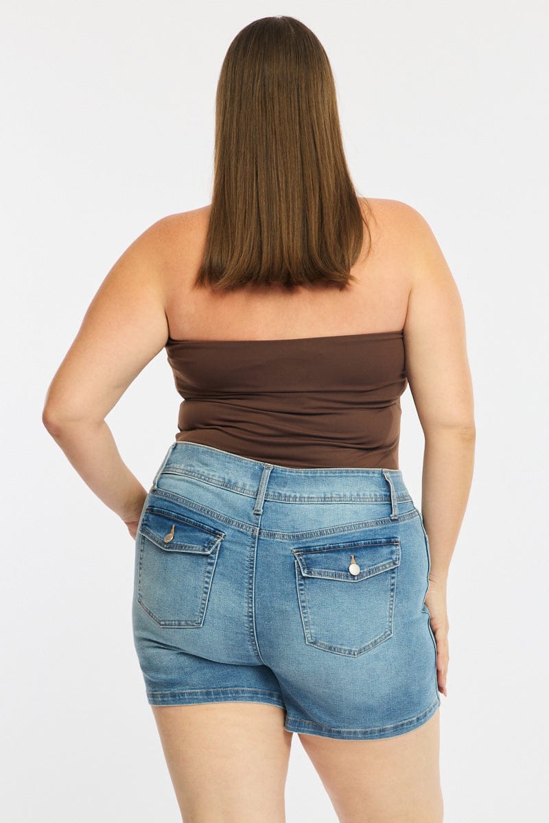 Denim Skinny Shorts Mid Rise for YouandAll Fashion