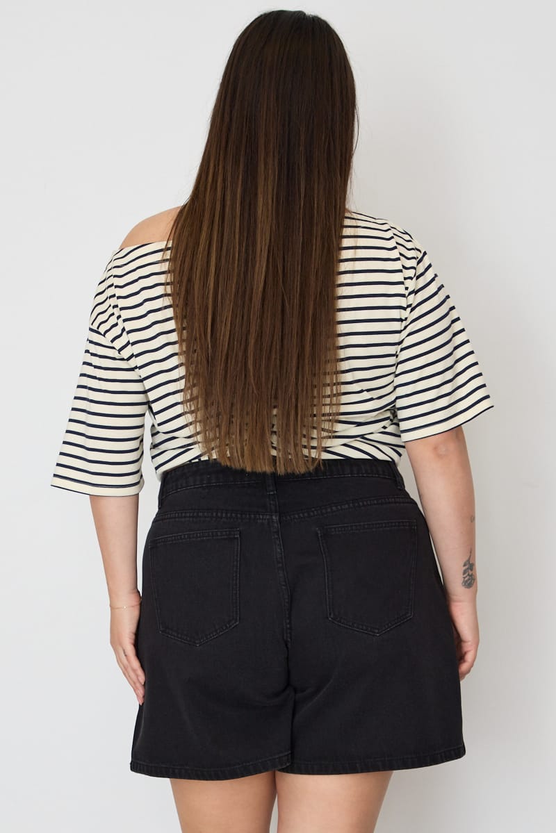 Black Relaxed Shorts High Rise for YouandAll Fashion