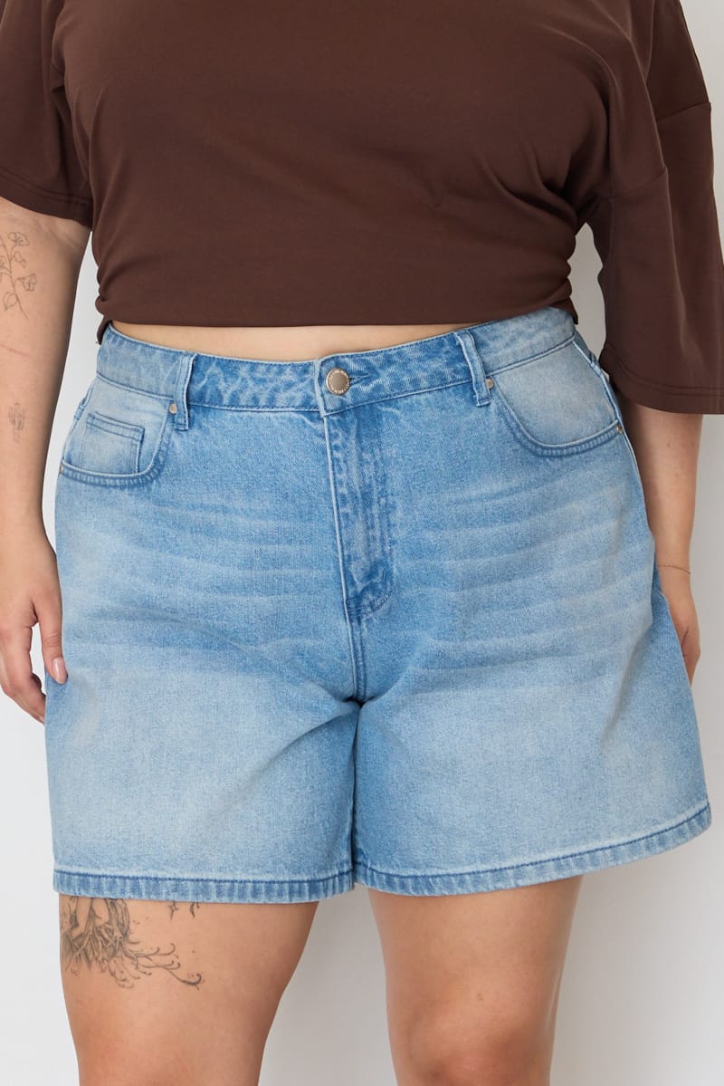 Denim Relaxed Shorts High Rise for YouandAll Fashion