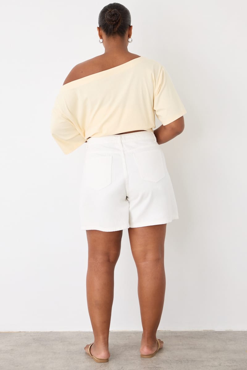 White Relaxed Shorts High Rise for YouandAll Fashion