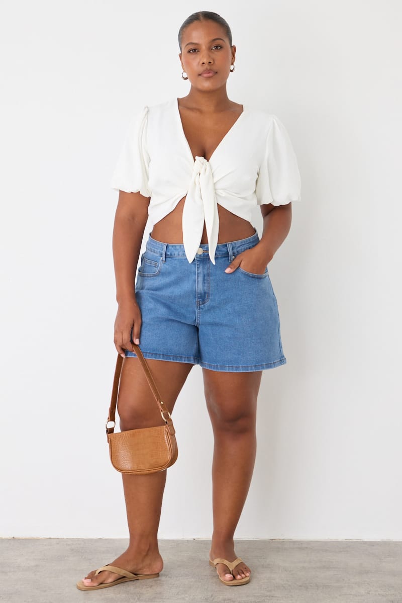 Denim Relaxed Shorts Mid Rise for YouandAll Fashion