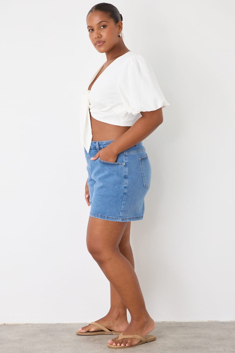 Denim Relaxed Shorts Mid Rise for YouandAll Fashion