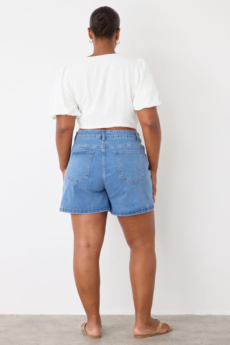 Denim Relaxed Shorts Mid Rise for YouandAll Fashion