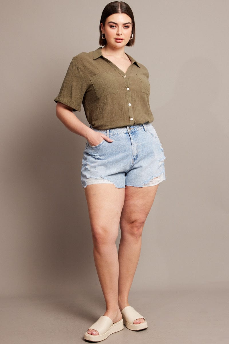 Denim Relaxed Shorts High Rise for YouandAll Fashion