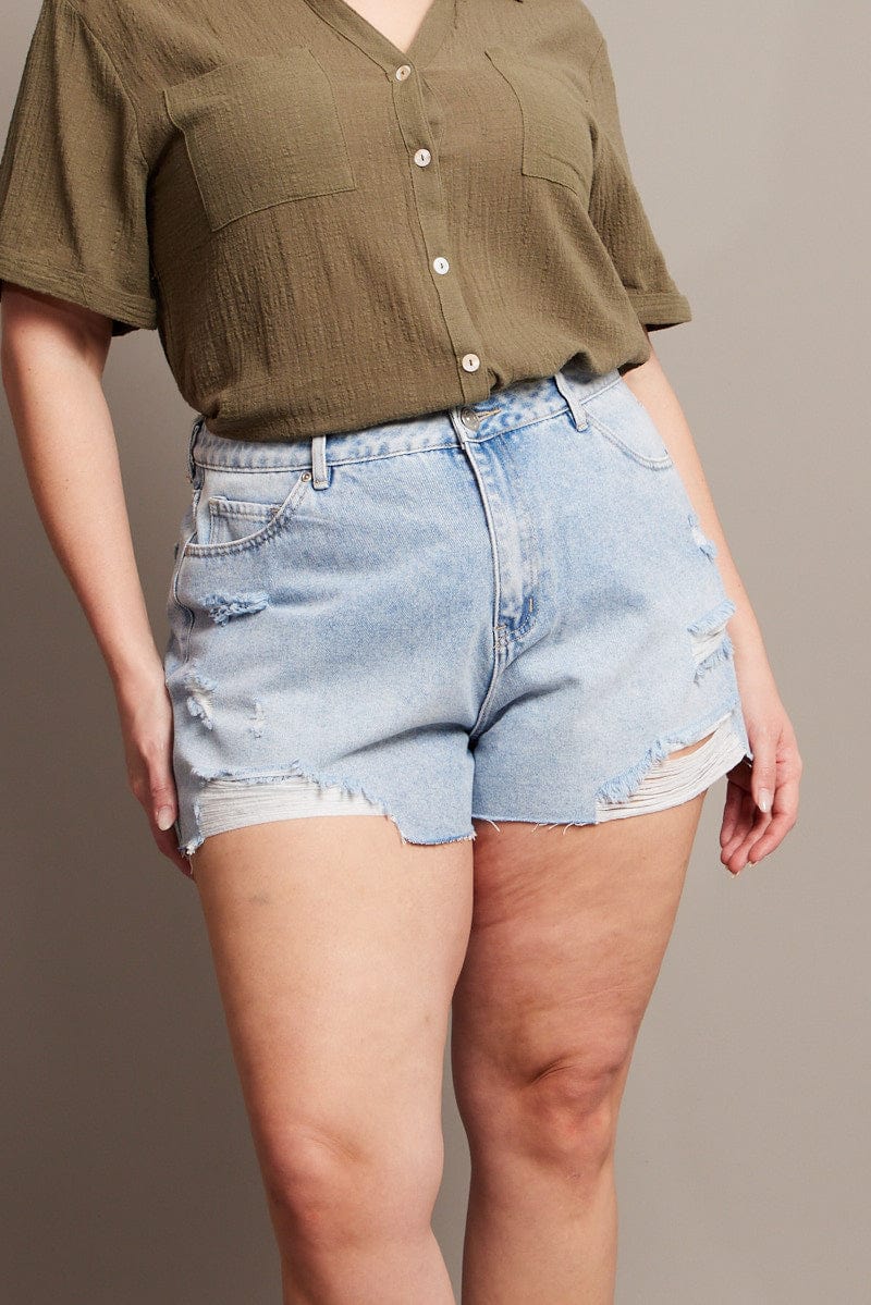 Denim Relaxed Shorts High Rise for YouandAll Fashion