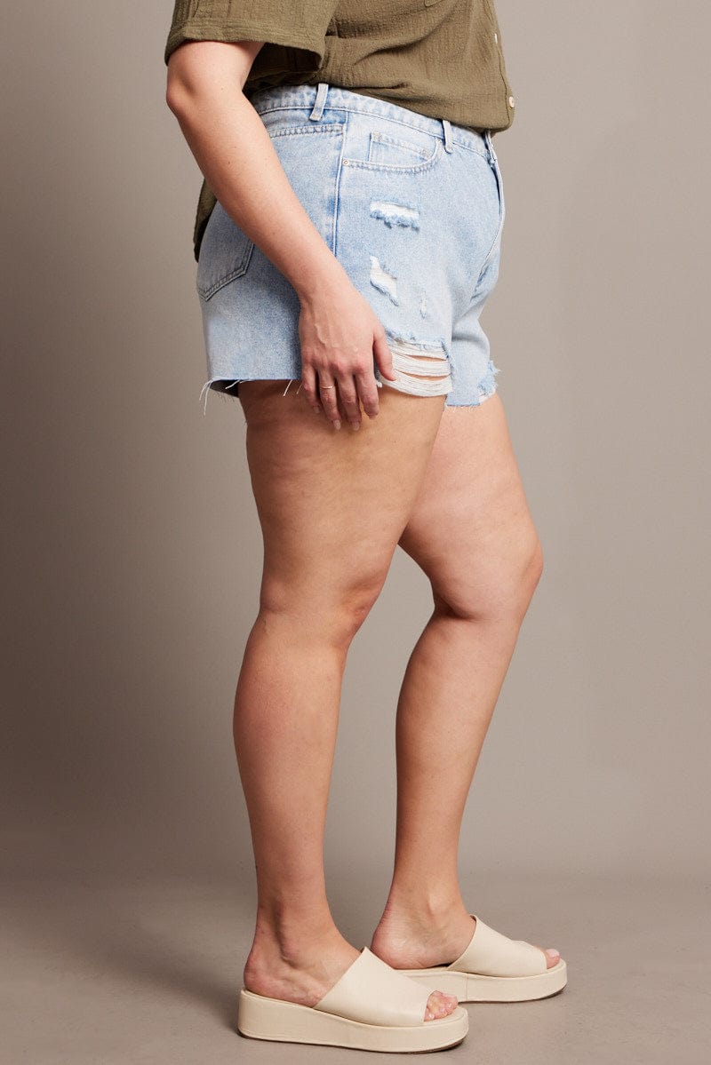 Denim Relaxed Shorts High Rise for YouandAll Fashion