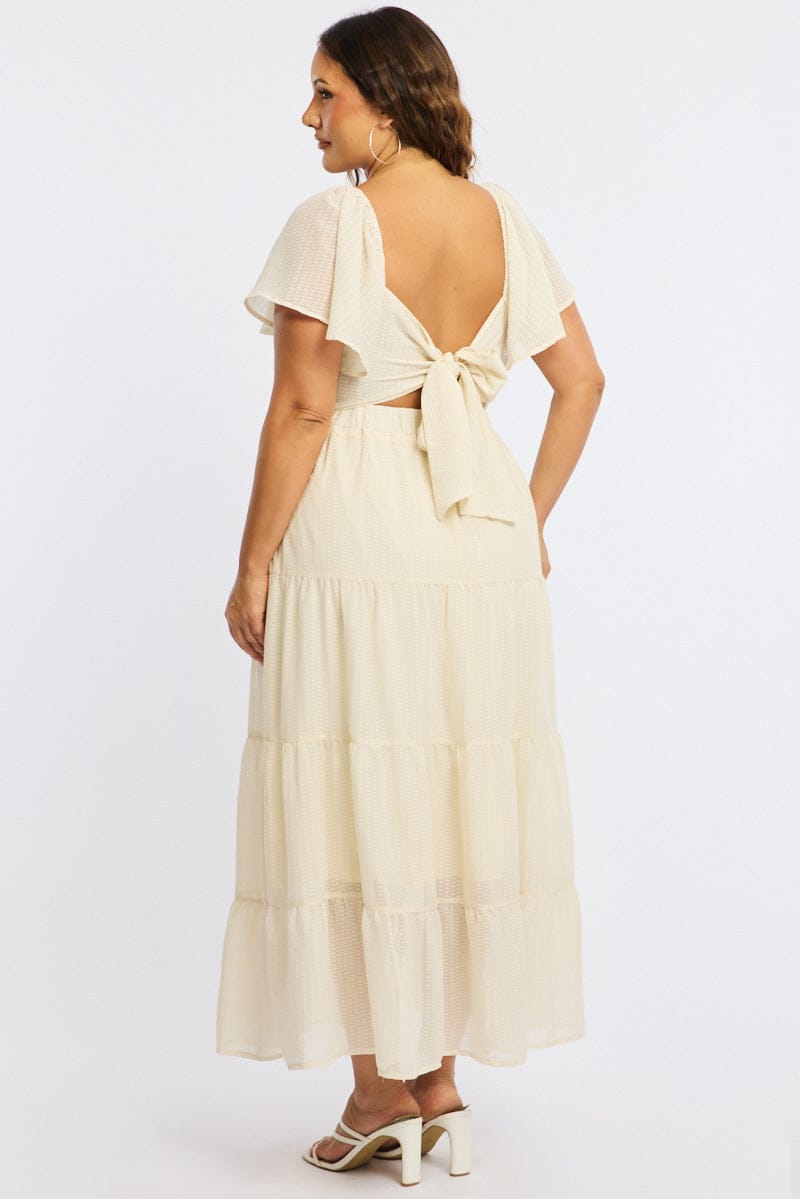 White Maxi Dress Short Sleeve Cut Out for YouandAll Fashion