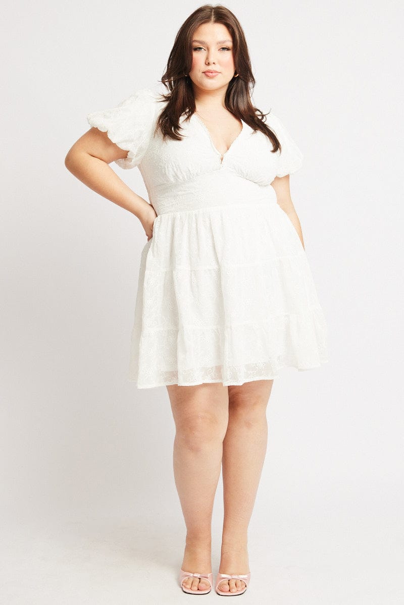 White Embroidered Tiered Mini Dress | You & All White Embroidered Tiered Mini Dress | You & All