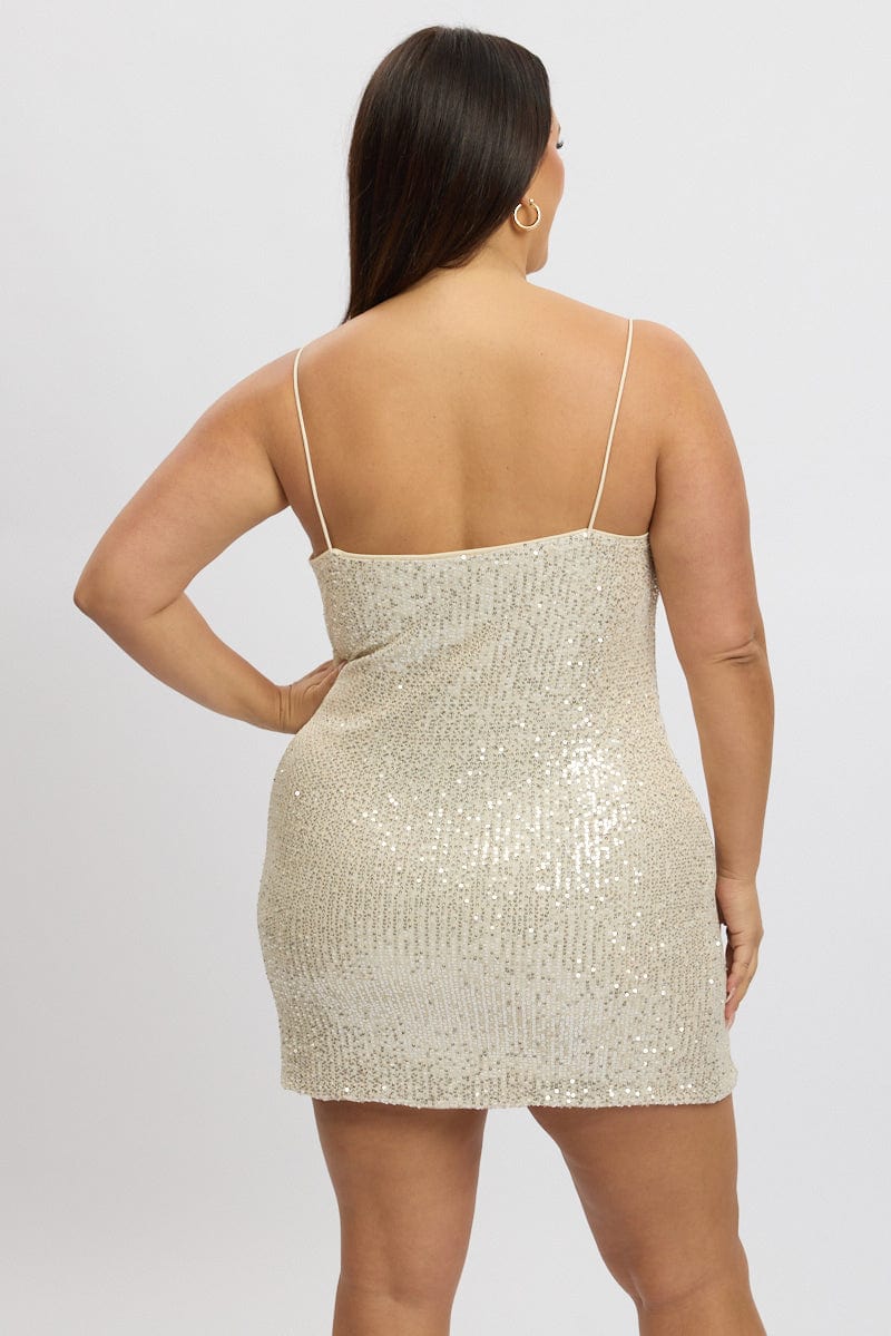 Gold Sequin Cowl Minidress for YouandAll Fashion