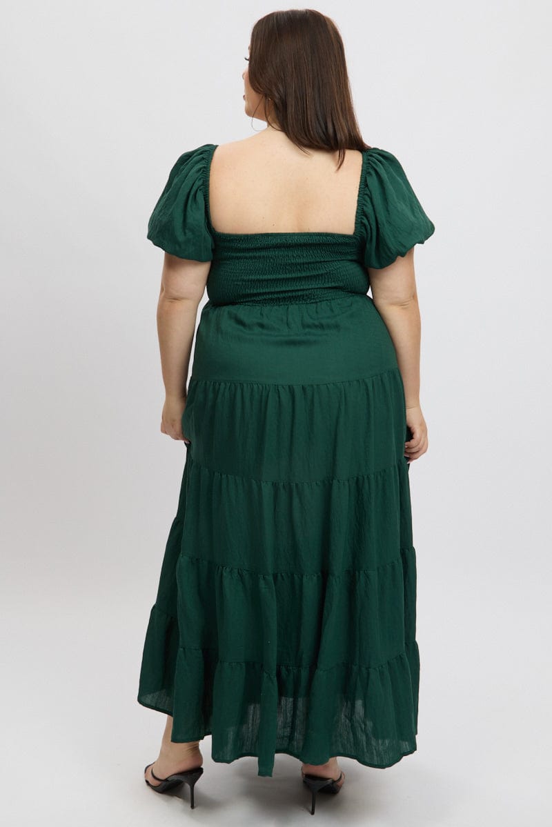 Green Maxi Dress Short Sleeve Twist Front for YouandAll Fashion