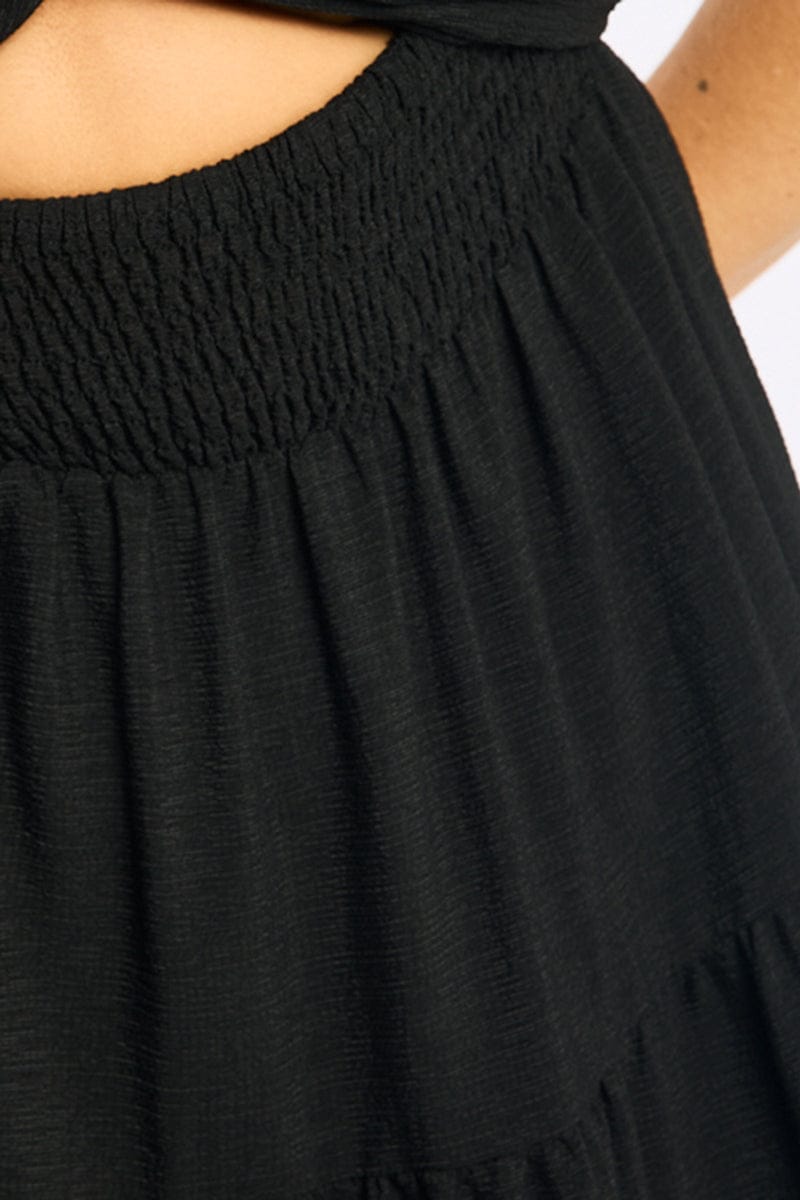 Black Maxi Dress Short Sleeve Cut Out for YouandAll Fashion