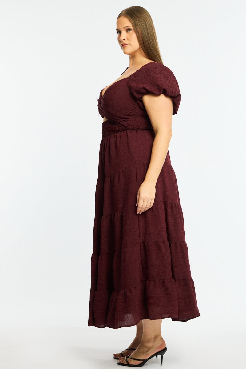 Red Maxi Dress Short Sleeve Cut Out for YouandAll Fashion